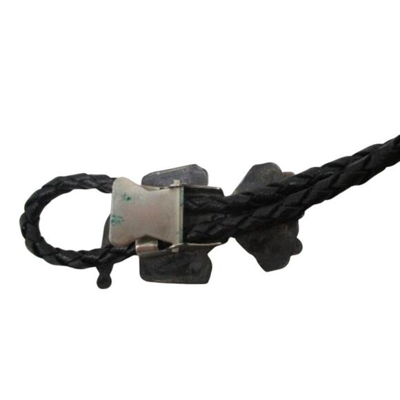 Vintage Zuni Peyote‎ Bird Bolo Tie Turquoise Coral Inlay Sterling Style - Picture 5 of 6